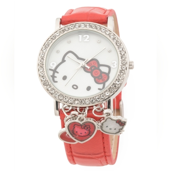 🔹️Hello Kitty 🔹️womens leather strap red watch by Sanrio⌚️ watch - Picture 1 of 4